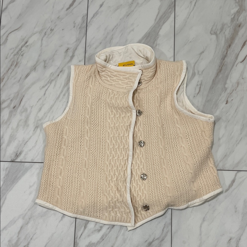 ST.John Cream Cable Knit Vest